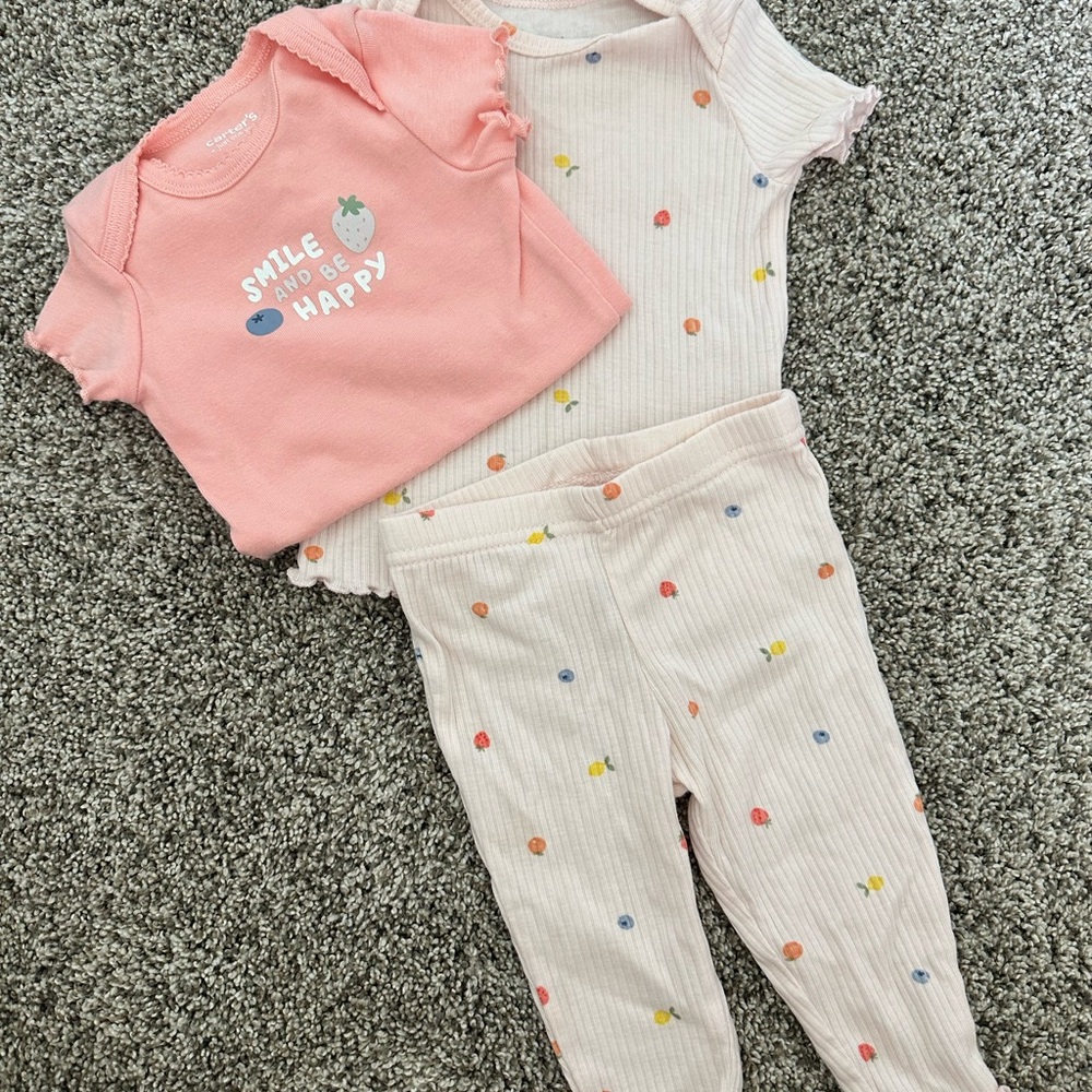 Carter's Pink and White Bodysuit Matching Set